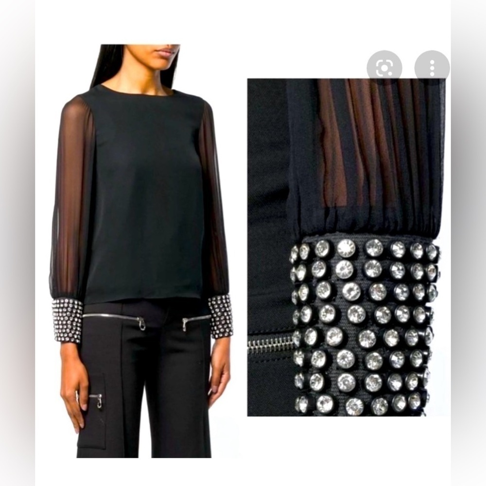 ALICE & Olivia studded cuff blouse.